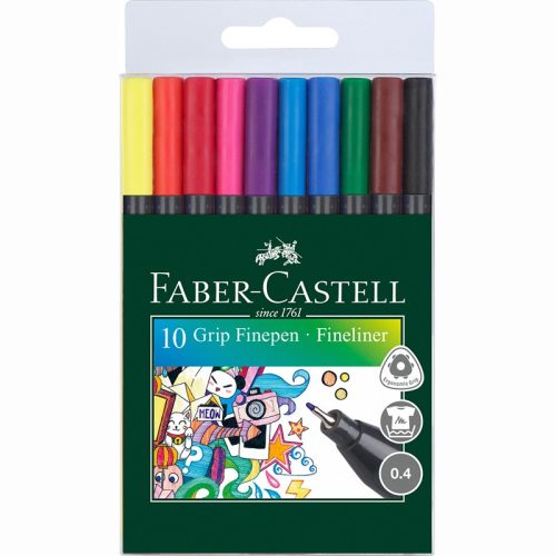 Filctoll készlet, FABER-CASTELL Grip, 0,4 mm 10 db-os készlet