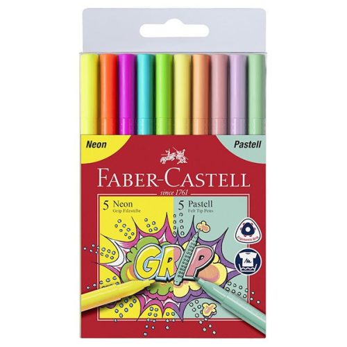 Filctoll készlet Faber-Castell 10 db-os készlet, neon és pasztel színek