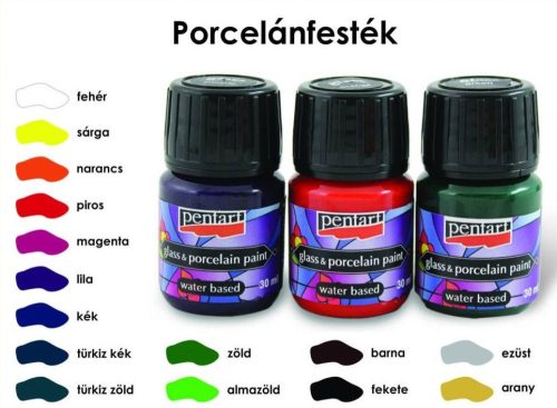 Üveg és porcelánfesték, 30 ml, vegyes szín