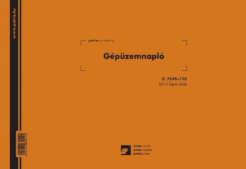 Gépüzemnapló A/4, 25×3 lapos tömb, D7570-110