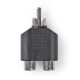 Adapter RCA - 2xRCA Nedis CAGP24940BK  Mélynyomó-adapter