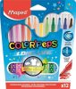 Filctoll készlet, 1-3,6 mm, kimosható, MAPED "Color'Peps Long Life", 12 különböző szín