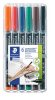 Alkoholos marker készlet, OHP, 0,4 mm, STAEDTLER "Lumocolor® 313 S", 6 különböző szín